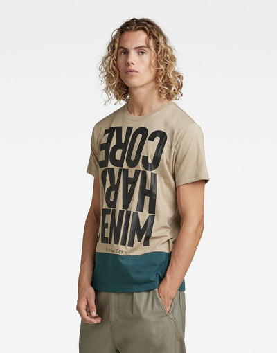 G-Star RAW Hard Core Denim Color Block T-Shirt Brown
