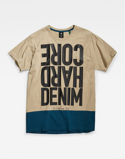 G-Star RAW Hard Core Denim Color Block T-Shirt Brown