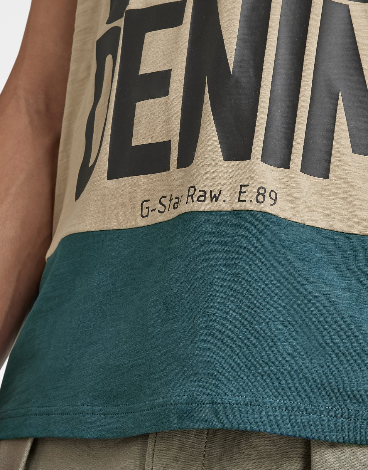 G-Star RAW Hard Core Denim Color Block T-Shirt Brown