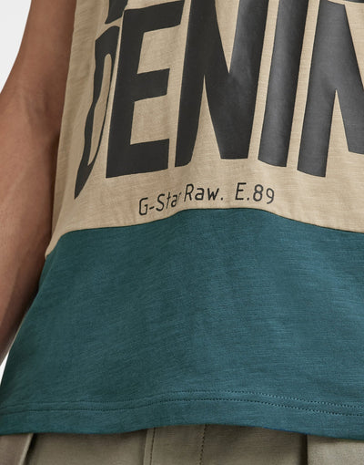 G-Star RAW Hard Core Denim Color Block T-Shirt Brown