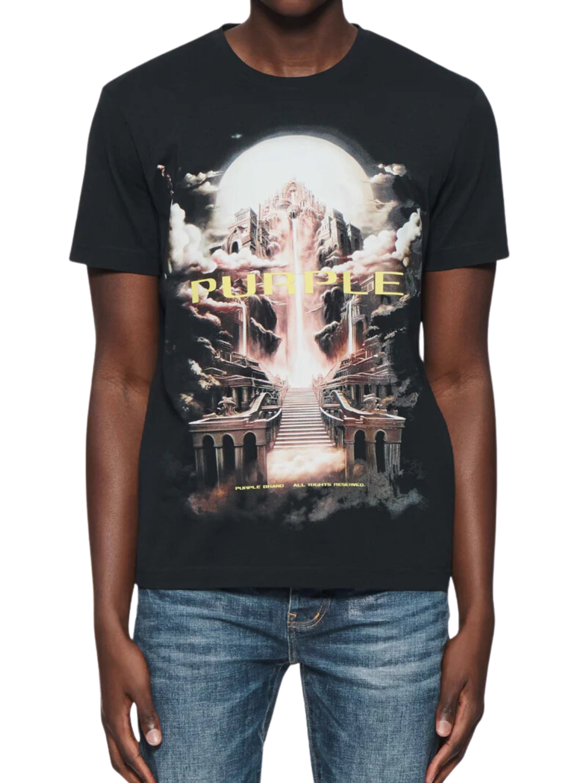 Purple T-Shirt Graphic Print Logo Black