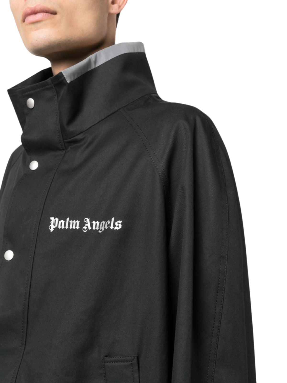 Palm Angels Jacket Logo Print Fastening Black-Silver