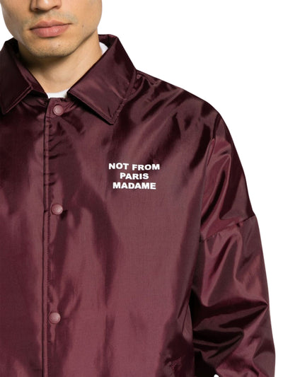 Drole De Monsieur Jacket Stud Slogan Maron