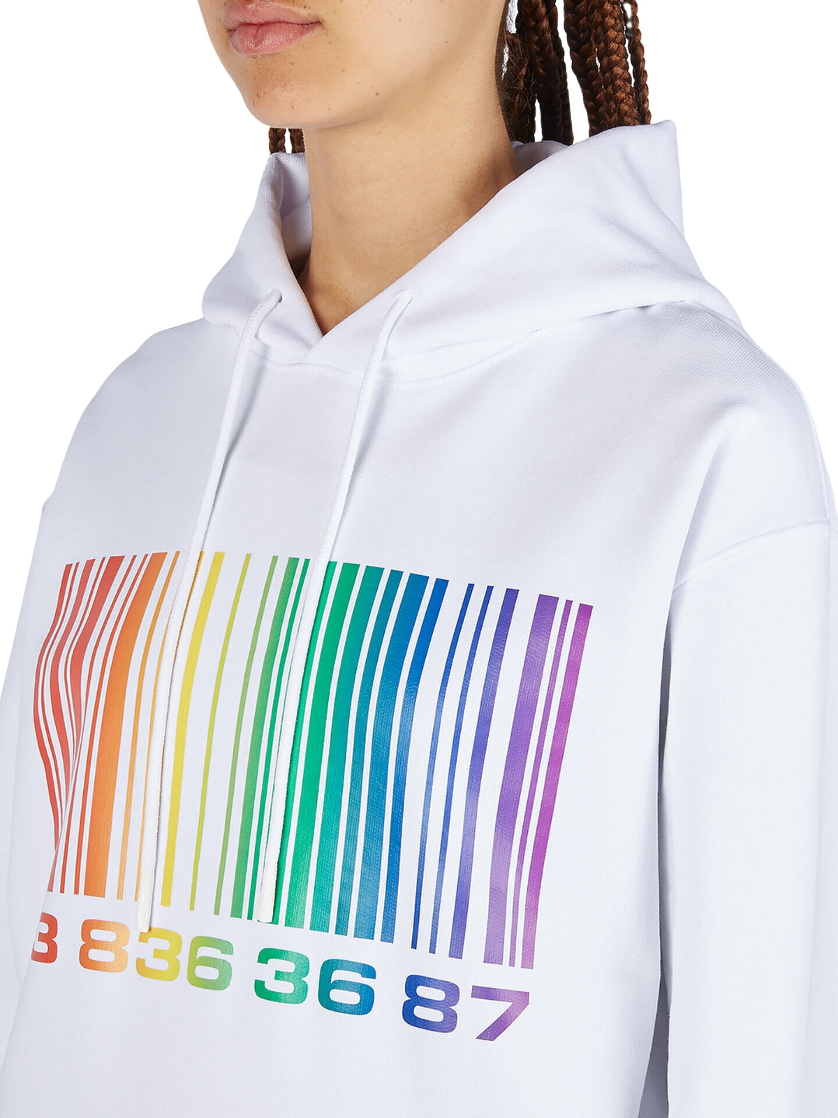 Vtmnts Sweater Rainbow Barcode Hoodie White