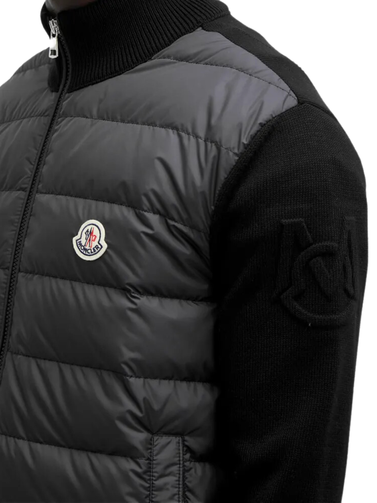 Moncler Cardigan Padded Logo Black