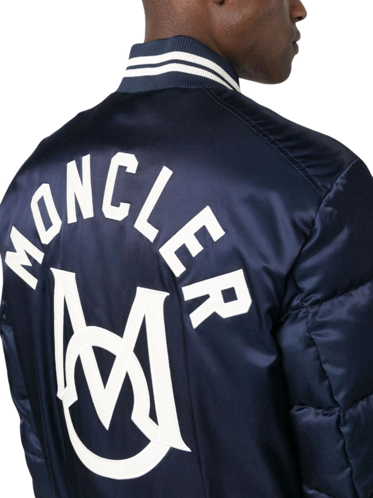 Moncler Jacket Satin Padded Navy