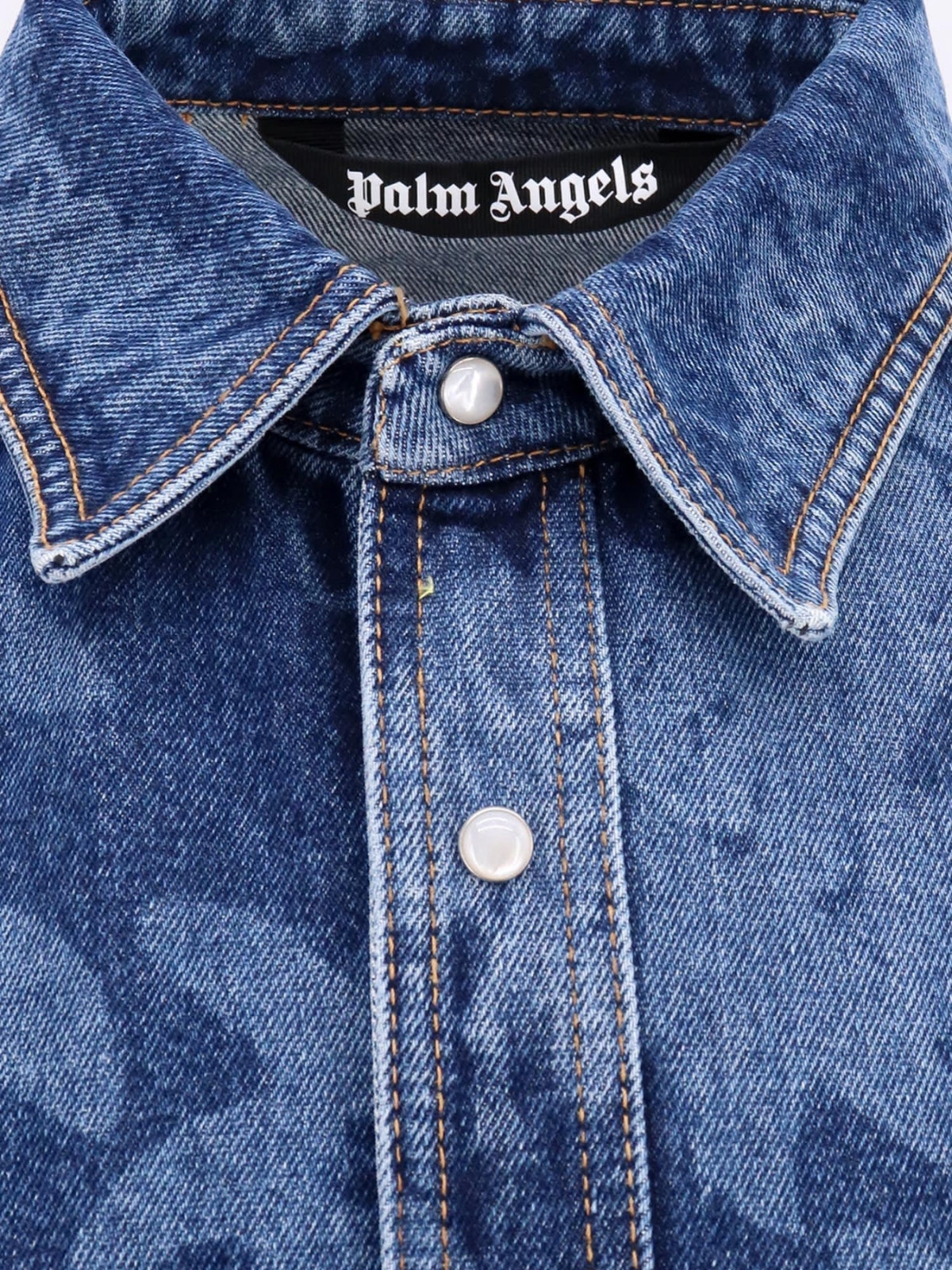 Palm Angels Shirt Allover Logo Denim Blue