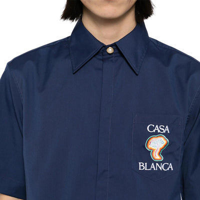Casablanca Shirt Cuban Collar Navy