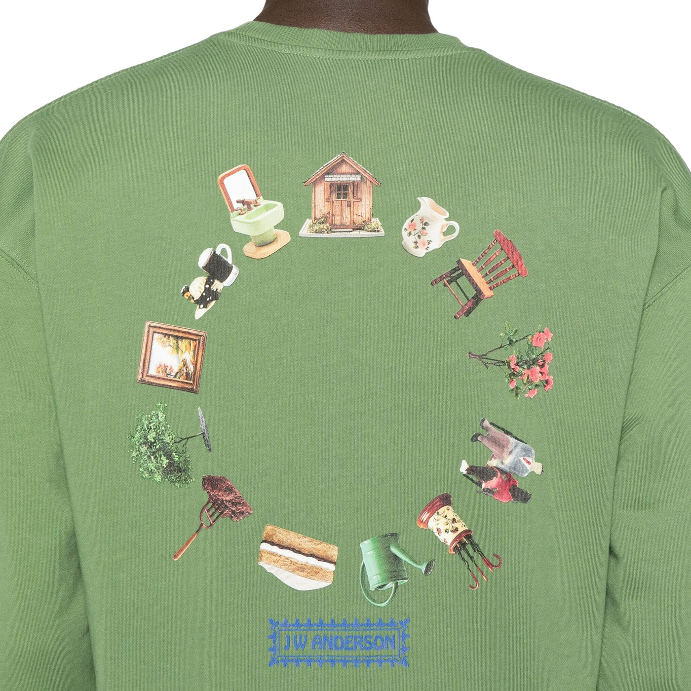 Jw Anderson Sweater Anchor Embroidery Back Print Forest Green