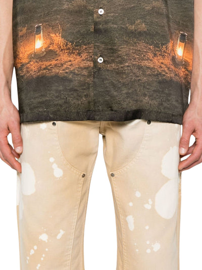 Msgm Jeans Flower Prints Sand