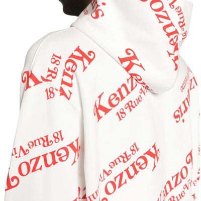 Kenzo Hoodie Allover Print Logo White-Red