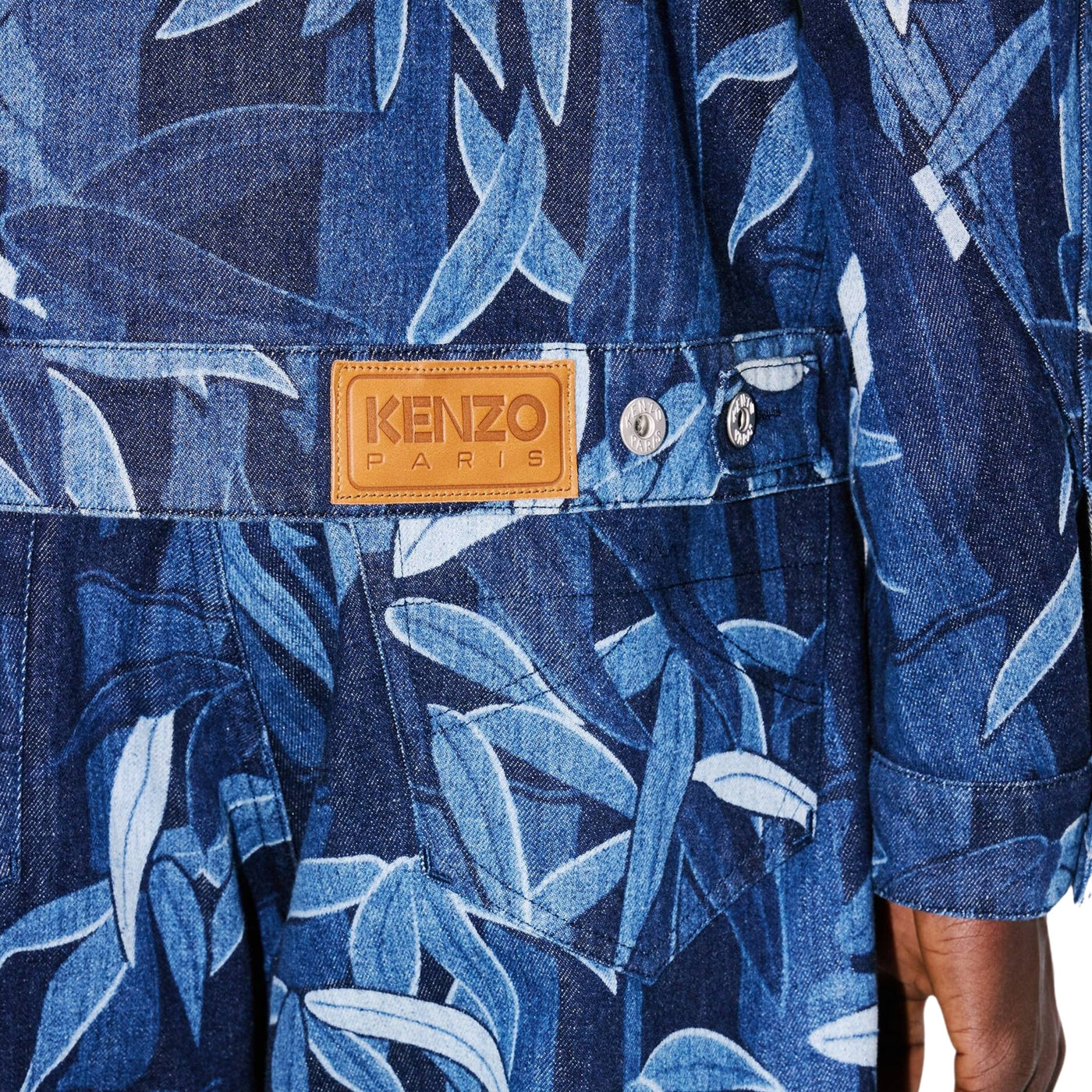 Kenzo Jacket Allover Leaves Print Blue