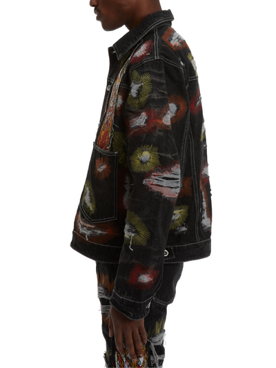 Who Decides War Jacket All Over Embroidery Trucker Multi