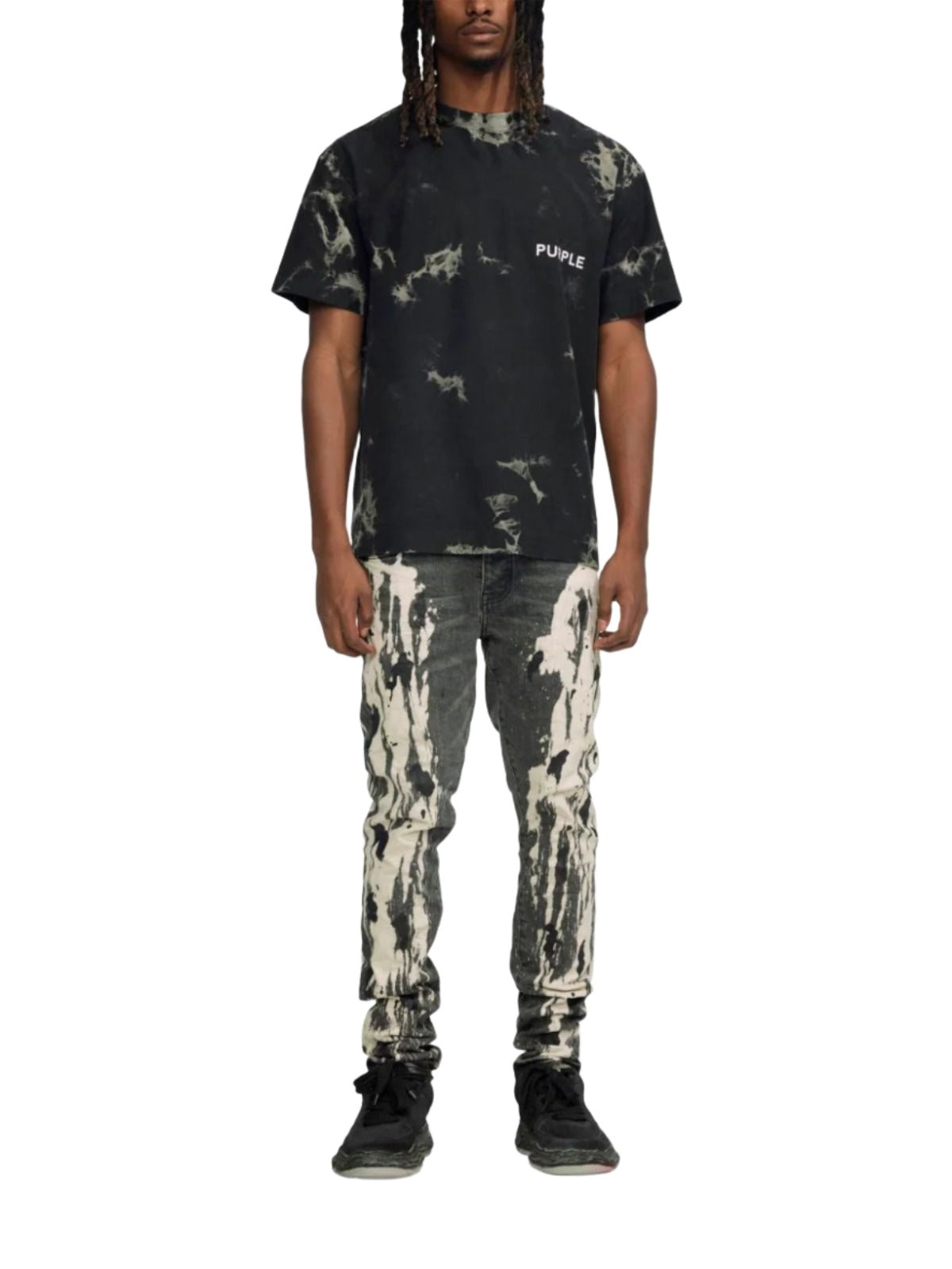 Purple Jeans Spill Bleach Paint Black