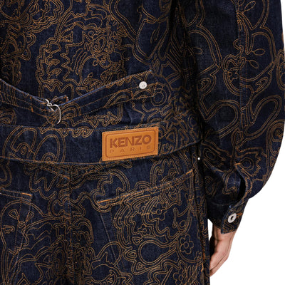 Kenzo Jacket Allover Print Denim Blue-Brown