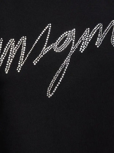 Msgm T-Shirt Ladies Diamante Logo Black