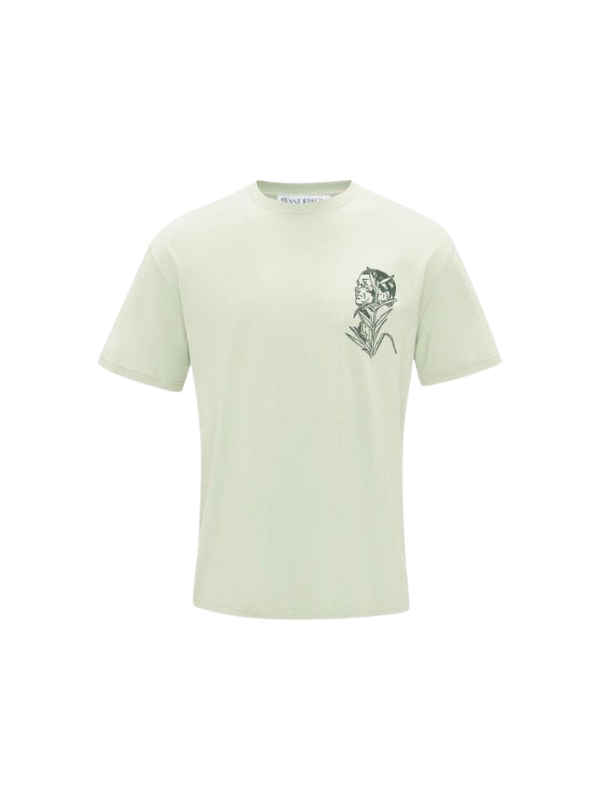 Jw Anderson T-Shirt Pol Face Embroidery Green