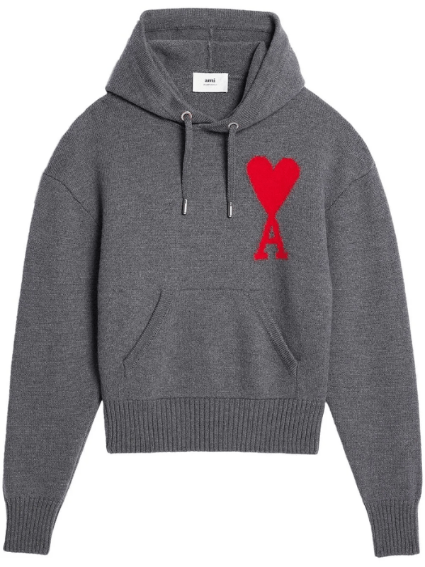 Ami Hoodie Logo Red-Grey