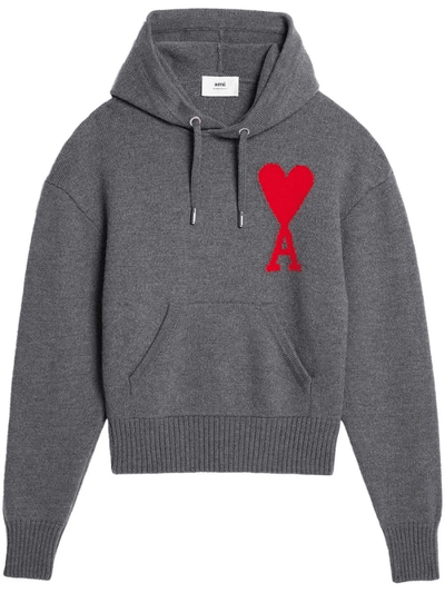 Ami Hoodie Logo Red-Grey