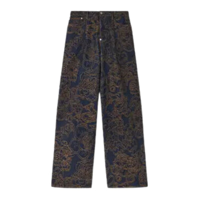 Kenzo Jeans Allover Print Wide Leg Brown-Blue