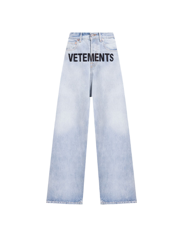 Vetements Jean Embroidered Logo Blue