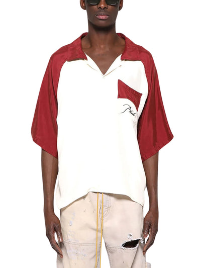 Rhude Golfer Raglan Poplin Button Up Maroon-Cream