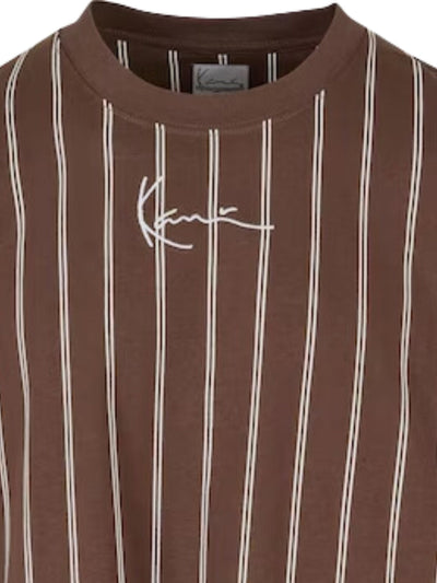 Karl Kani T-Shirt Striped Logo Brown-Light Blue