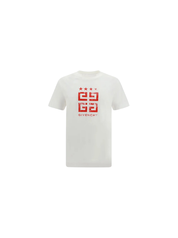 Givenchy T-Shirt Block Logo White-Red