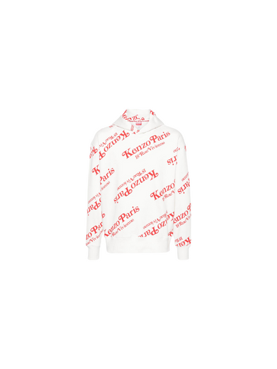Kenzo Hoodie Allover Print Logo White-Red