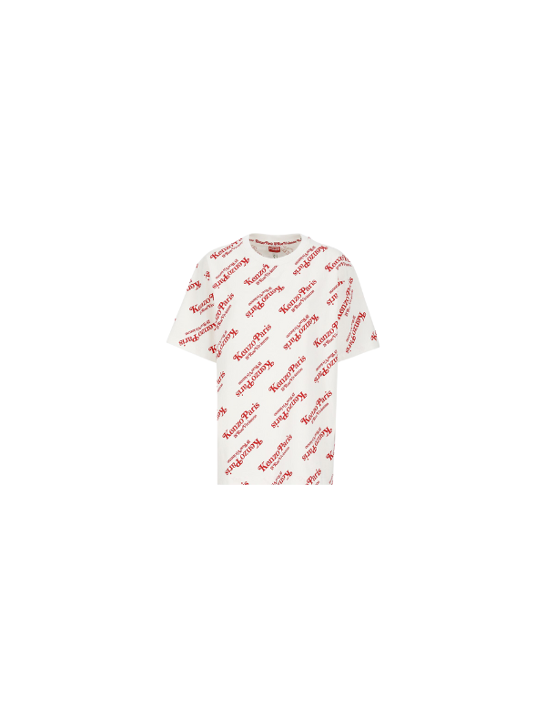 Kenzo T-Shirt Allover Print Logo White-Red
