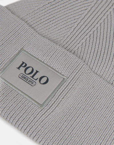 Polo Wide Cuff Beanie Grey