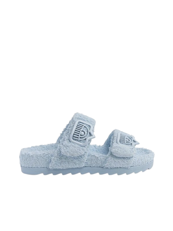 Chiara Ferragni Slides Eyelike Buckle Sponge Light Blue