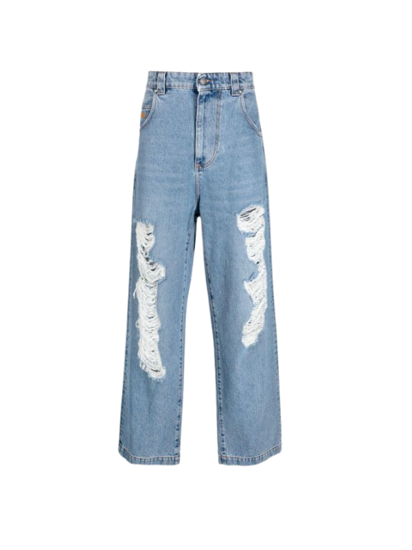 Msgm Jeans Ripped Light Wash Blue