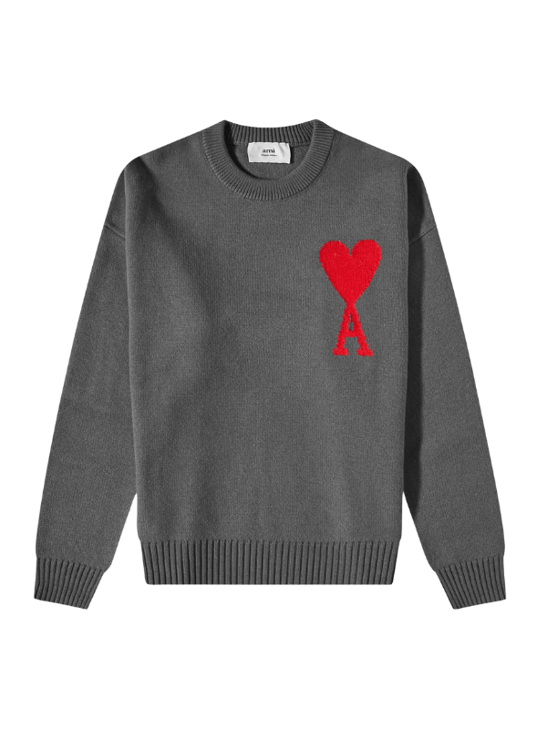 Ami Sweater De Coeur Logo Grey
