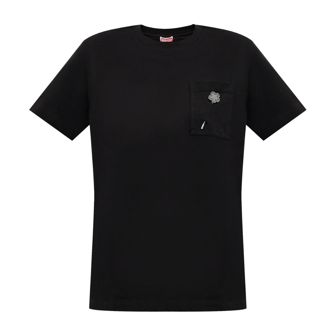 Kenzo T-Shirt Ladies Boke Flower On Pocket Black