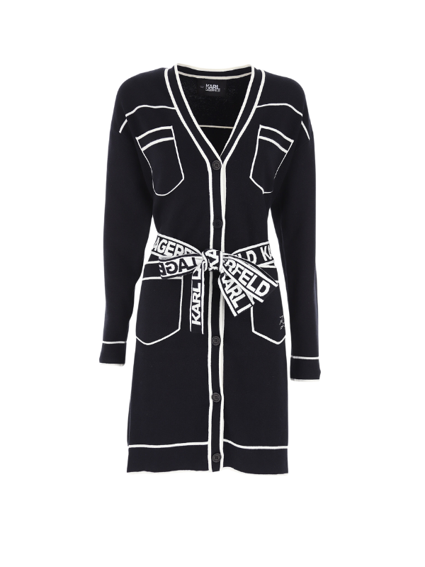 Karl Lagerfeld Dress Cardigan Black-White