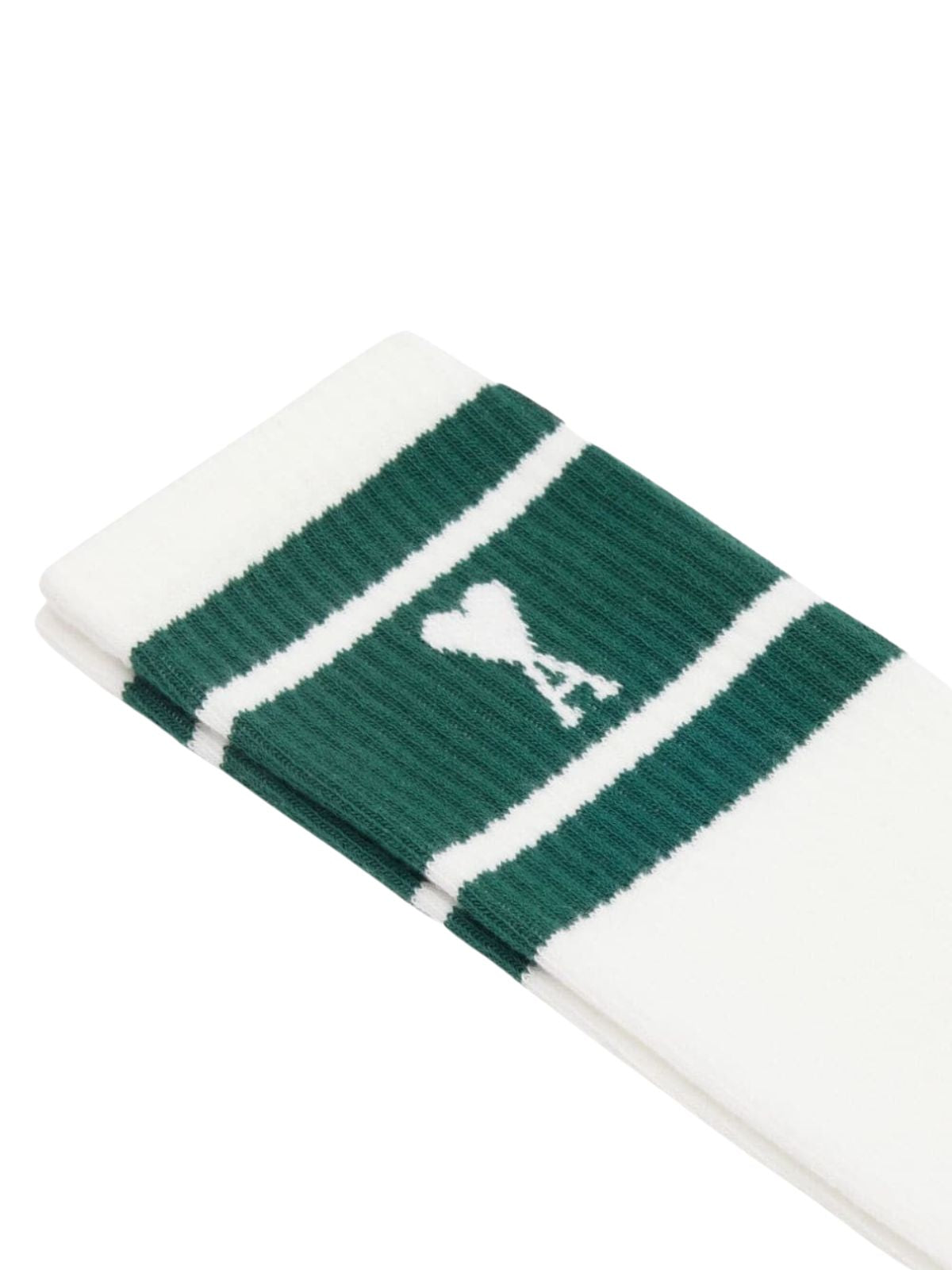 Ami Socks Striped Logo Bottle Green