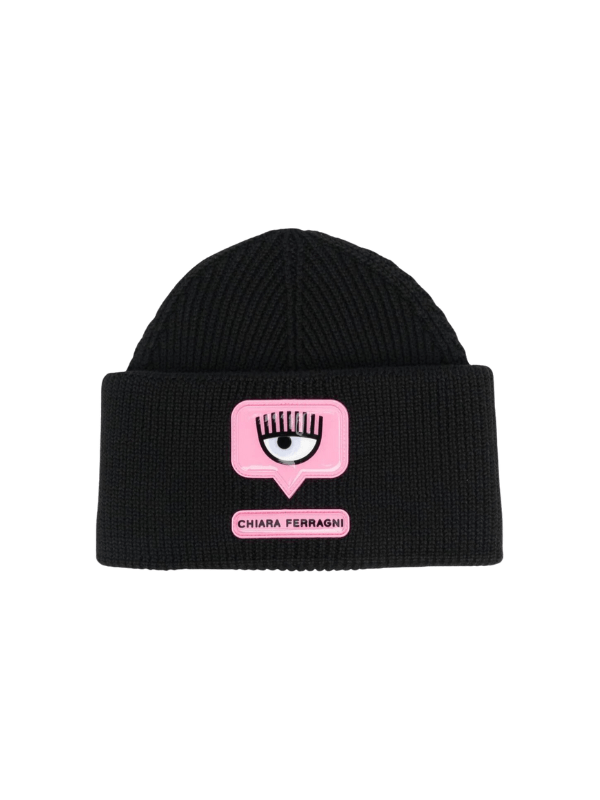 Chiara Ferragni Beanie Eyelike Logo Black-Pink