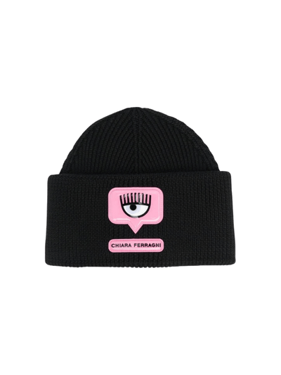 Chiara Ferragni Beanie Eyelike Logo Black-Pink