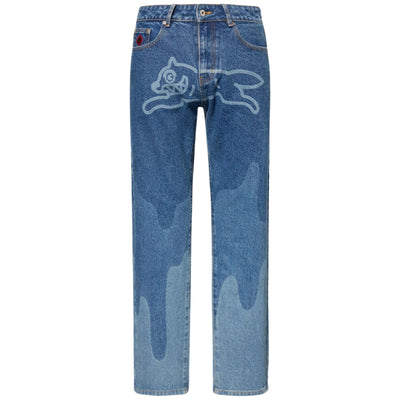 Ice-Cream Jeans Running Dog Lazer Drip Mid Wash Blue