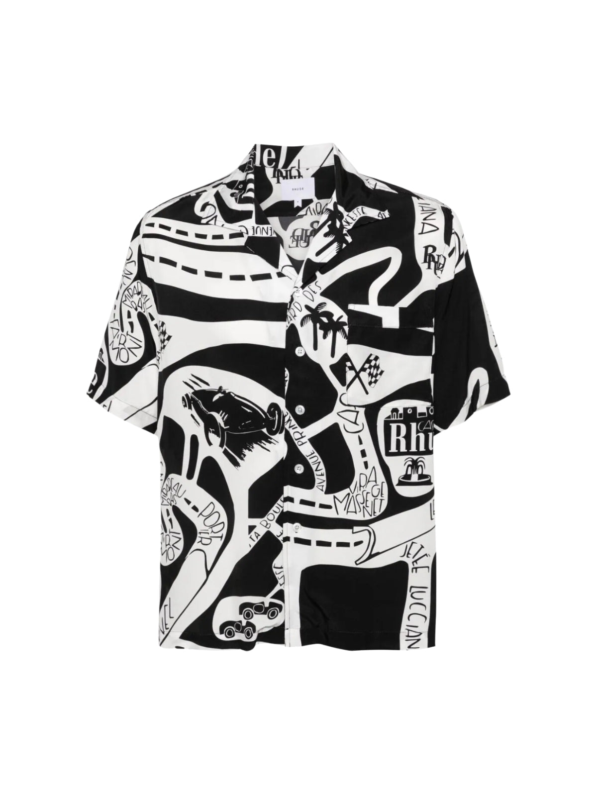 Rhude Shirt Strada Silk Black-White