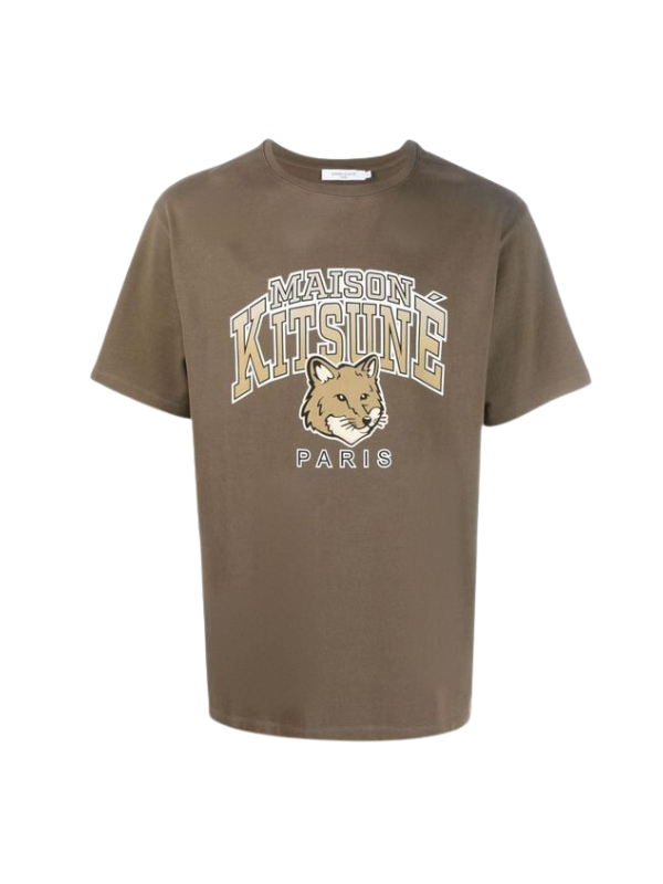 Maison Kitsune T-Shirt Campus Fox Relaxed Khaki