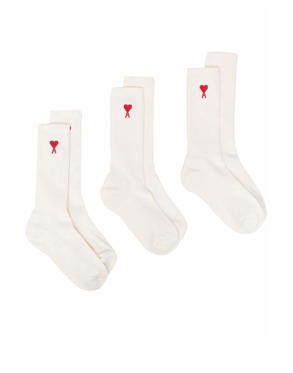 Ami Socks 3 Pack Logo White