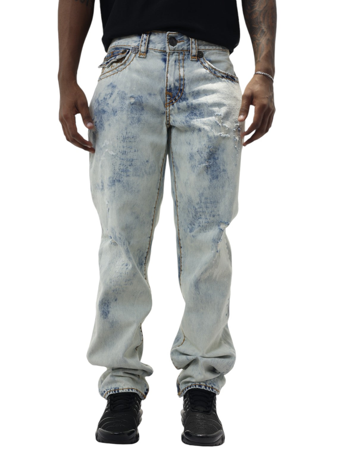 True Religion Jeans Ricky Flap Rips Light Wash