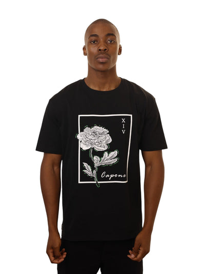 Capone T-Shirt Xiv Flower Emroidered Black-Green