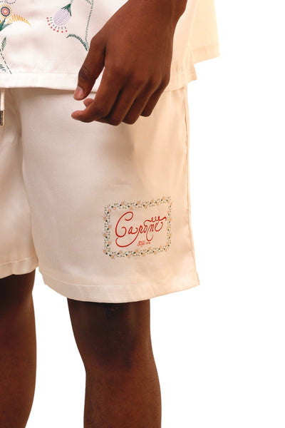 Capone Short Floral Embroidered Beige