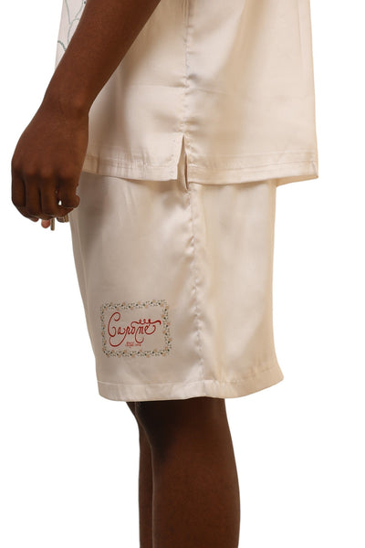 Capone Short Floral Embroidered Beige