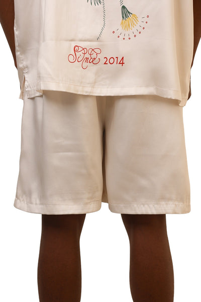 Capone Short Floral Embroidered Beige