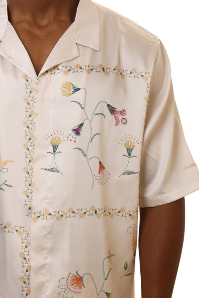 Capone Shirt Floral Embroidered Beige