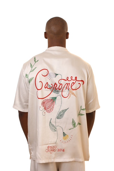 Capone Shirt Floral Embroidered Beige